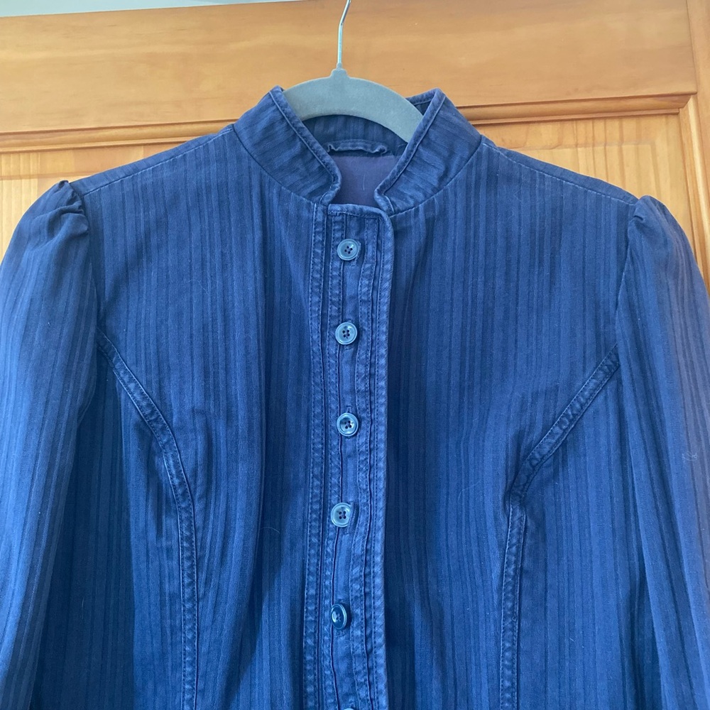GAP Military Jacket Blazer Navy Mandarin Collar Tailored Size 6 Dark Academia